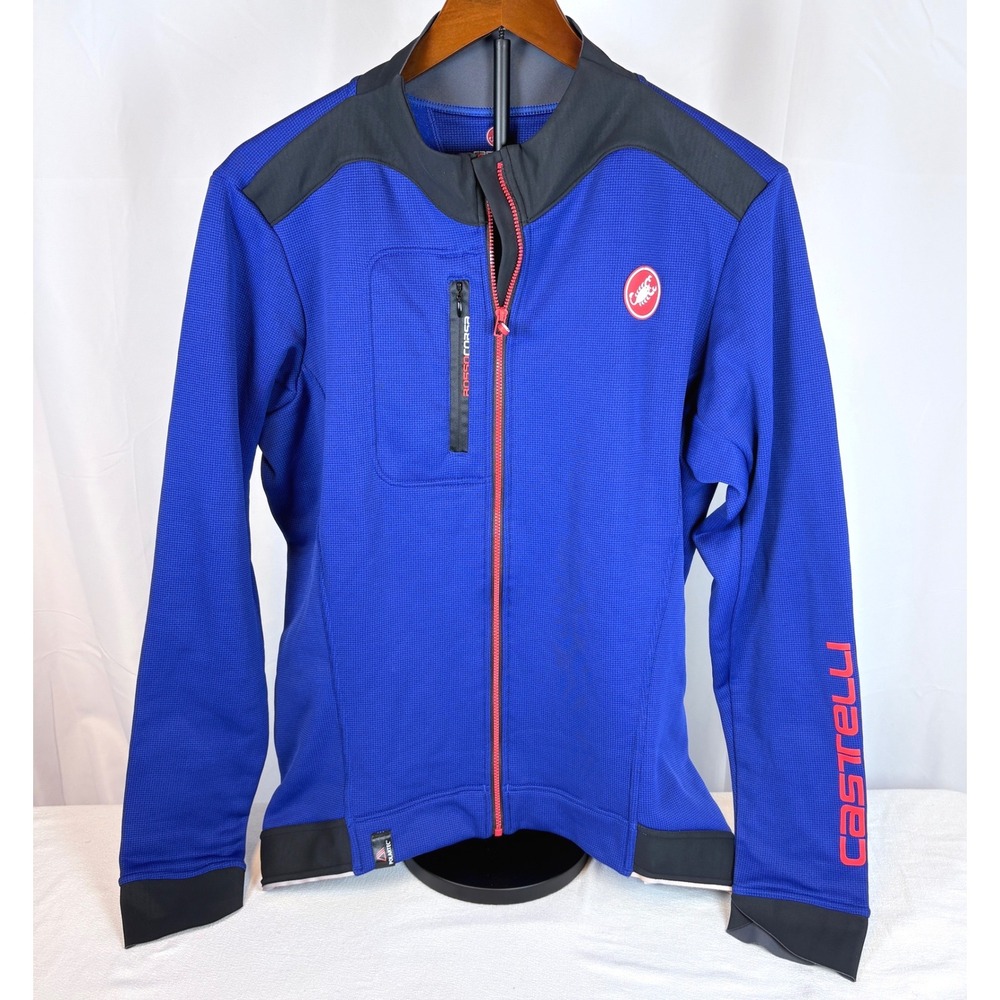 Castelli Rosso Corsa Polartec Fleece Lined Cycling Jacket Blue Men XXXL FullZip
